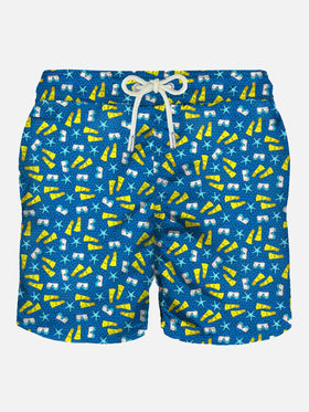 Light fabric man swim shorts snorkeling print - MC2 Saint Barth