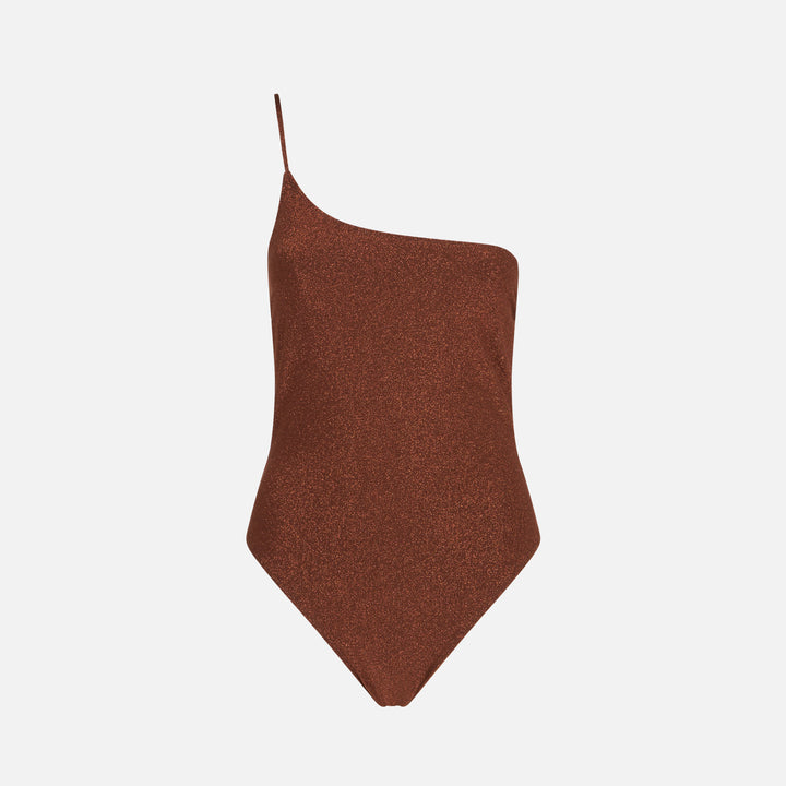Woman brown lurex one shoulder one-piece swimsuit - MC2 Saint Barth