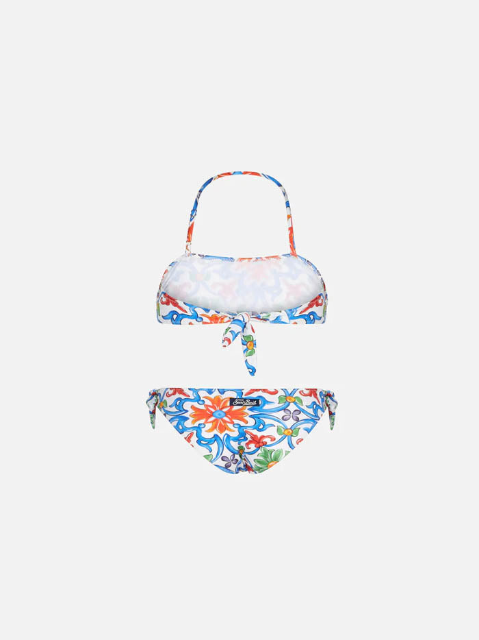 Girl bandeau bikini with maiolica print - MC2 Saint Barth