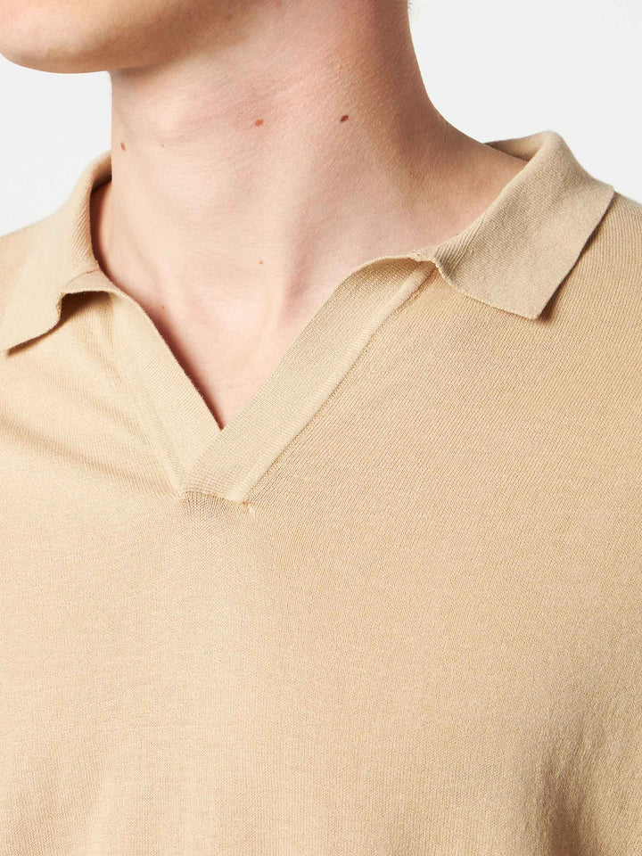 Sloan beige knitted buttonless polo shirt - MC2 Saint Barth