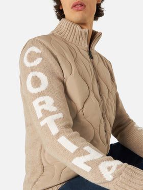 Man beige padded jacket