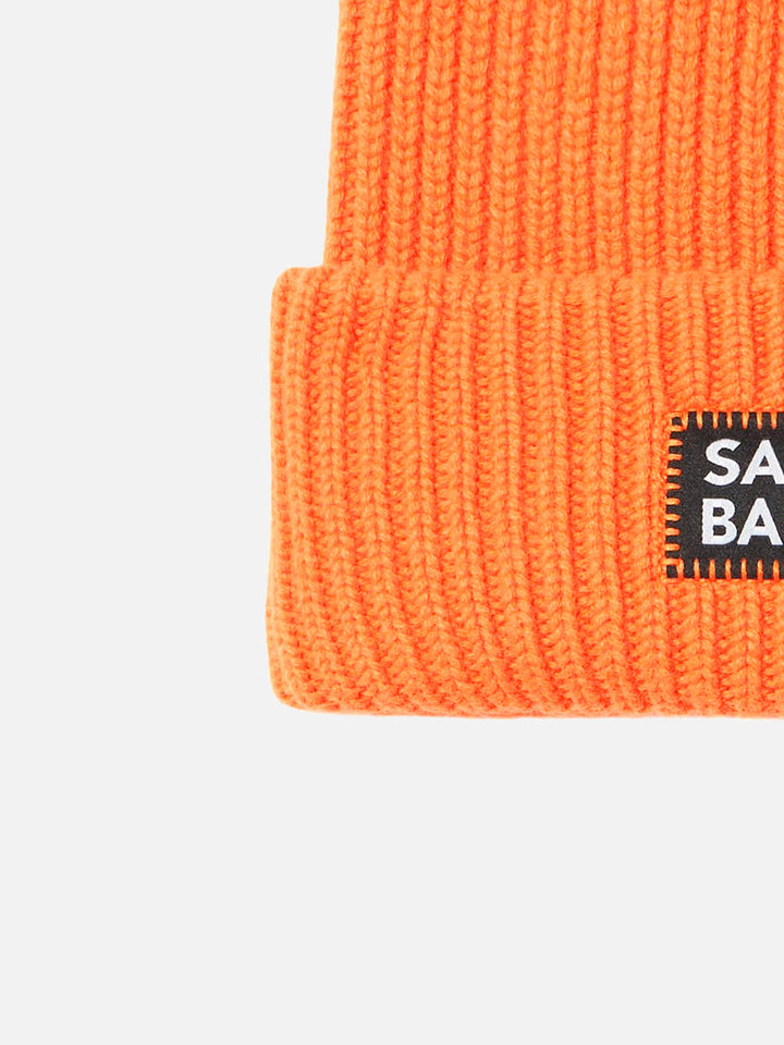 Berretto da uomo in maglia arancione fluo