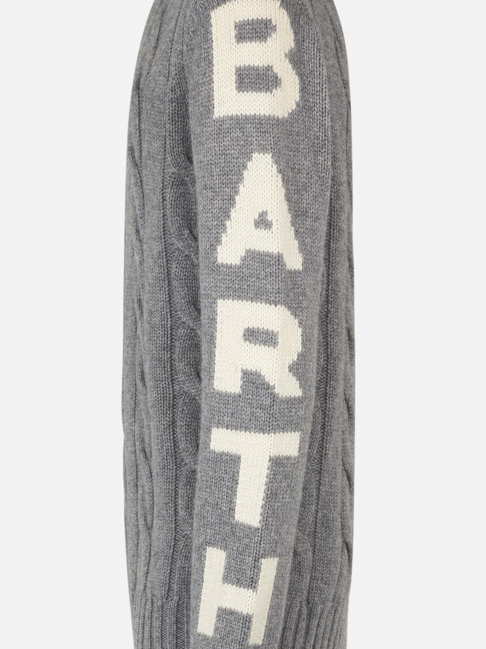 Man grey heavyweight cable knit sweater Bergen - MC2 Saint Barth