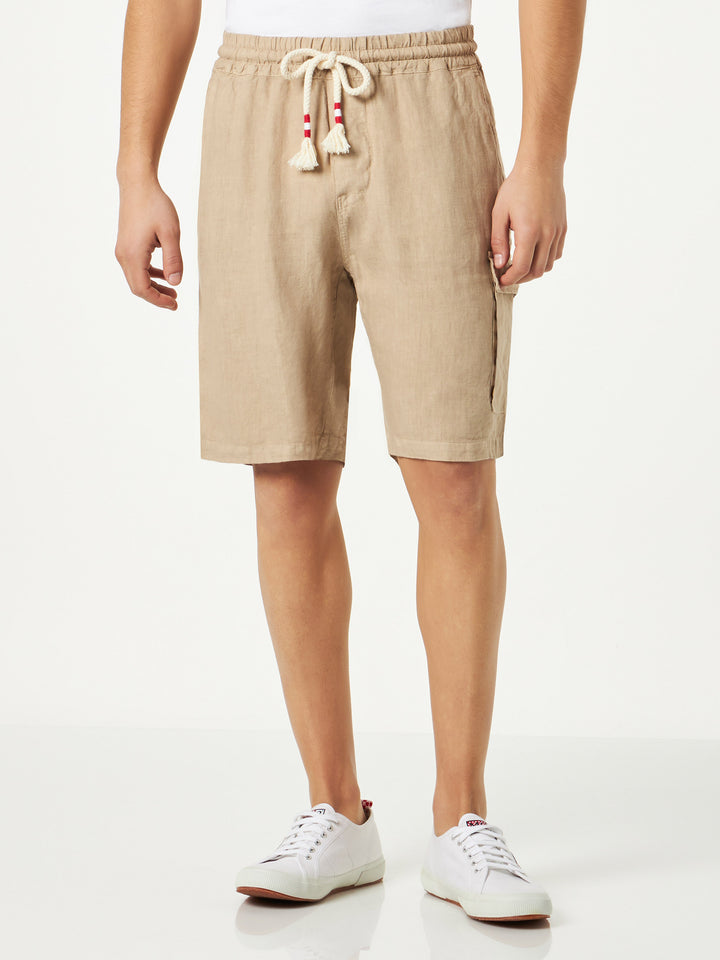 Man beige linen bermuda shorts - MC2 Saint Barth
