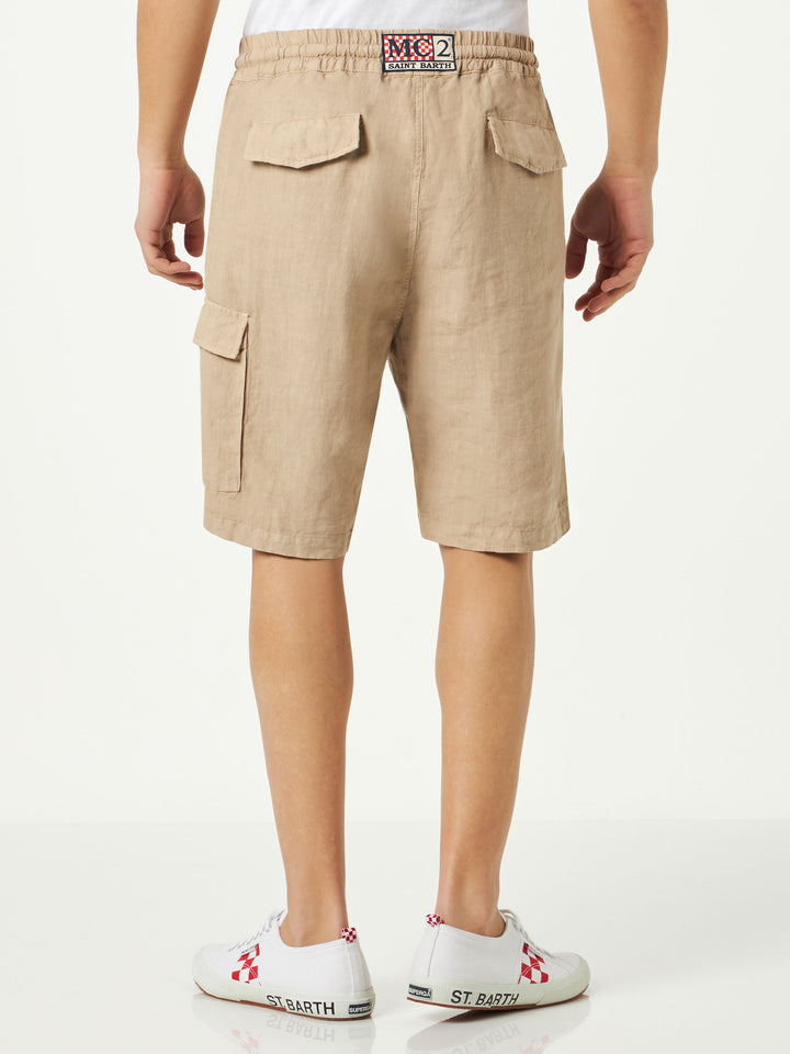 Man beige linen bermuda shorts - MC2 Saint Barth