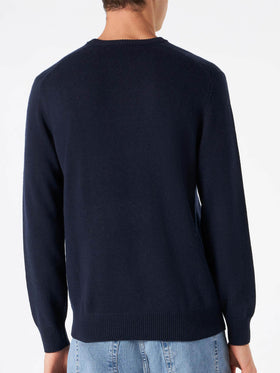 Man navy blue sweater with car print - MC2 Saint Barth
