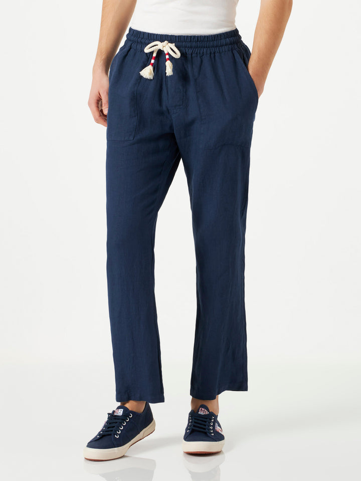 Marineblaue Leinenhose für Herren
