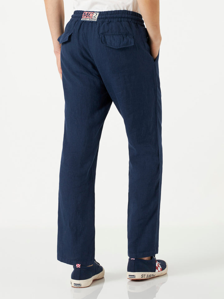 Marineblaue Leinenhose für Herren