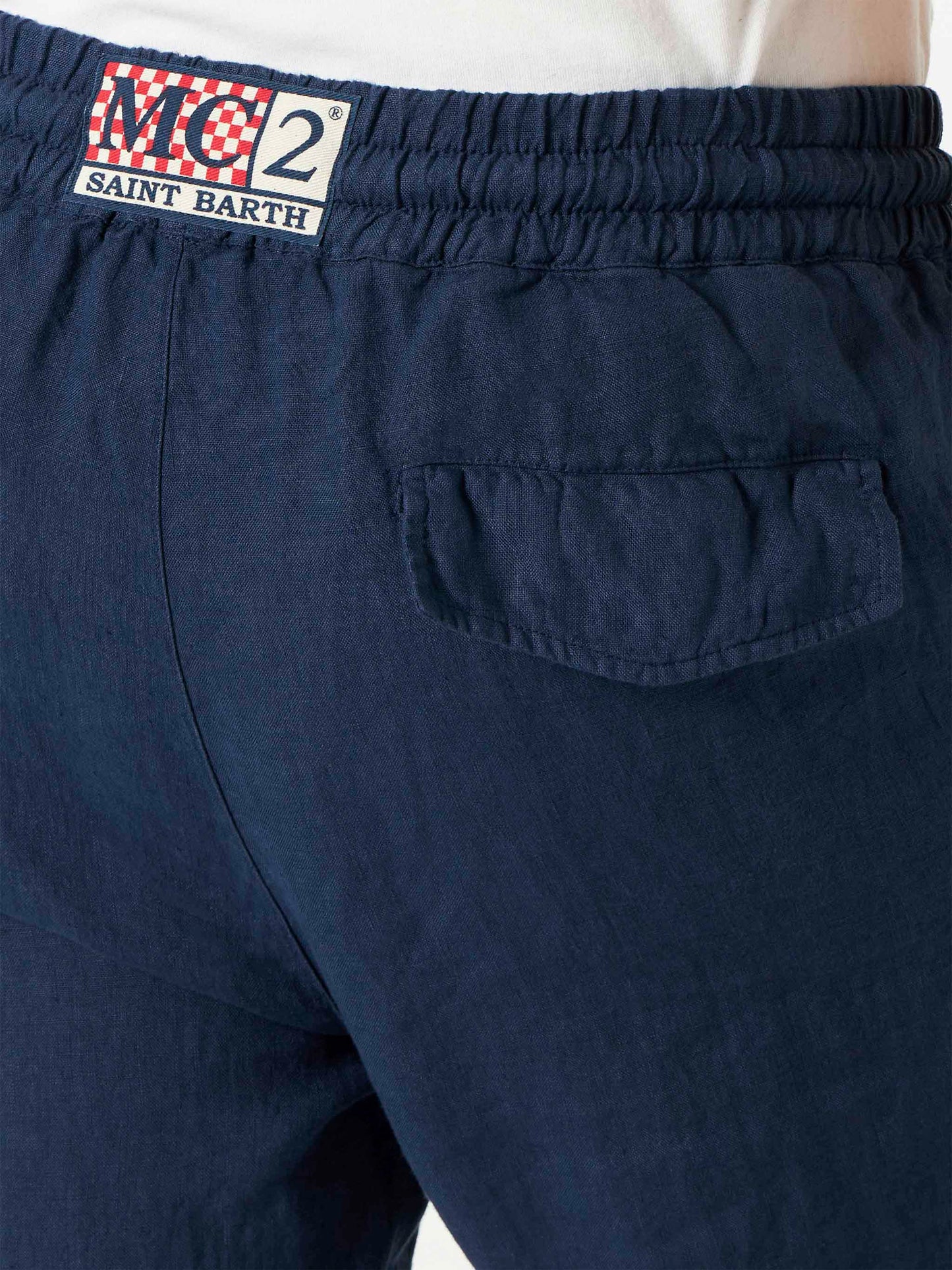 Marineblaue Leinenhose für Herren