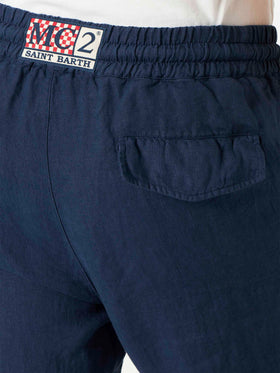 Marineblaue Leinenhose für Herren