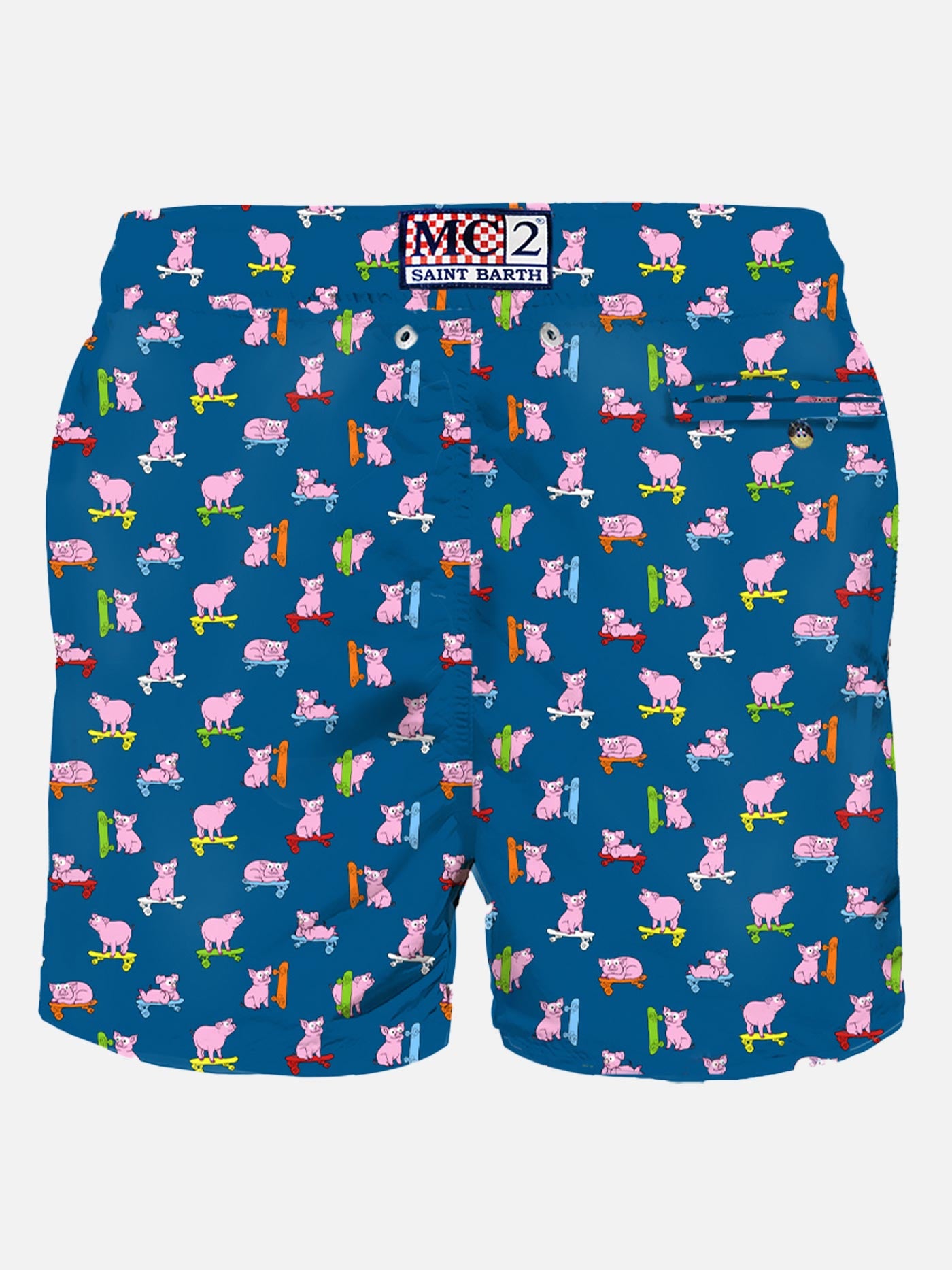 Man light fabric swim shorts with skater pigs print - MC2 Saint Barth