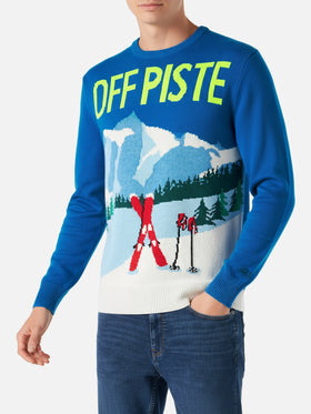 Man sweater with mountains postcard