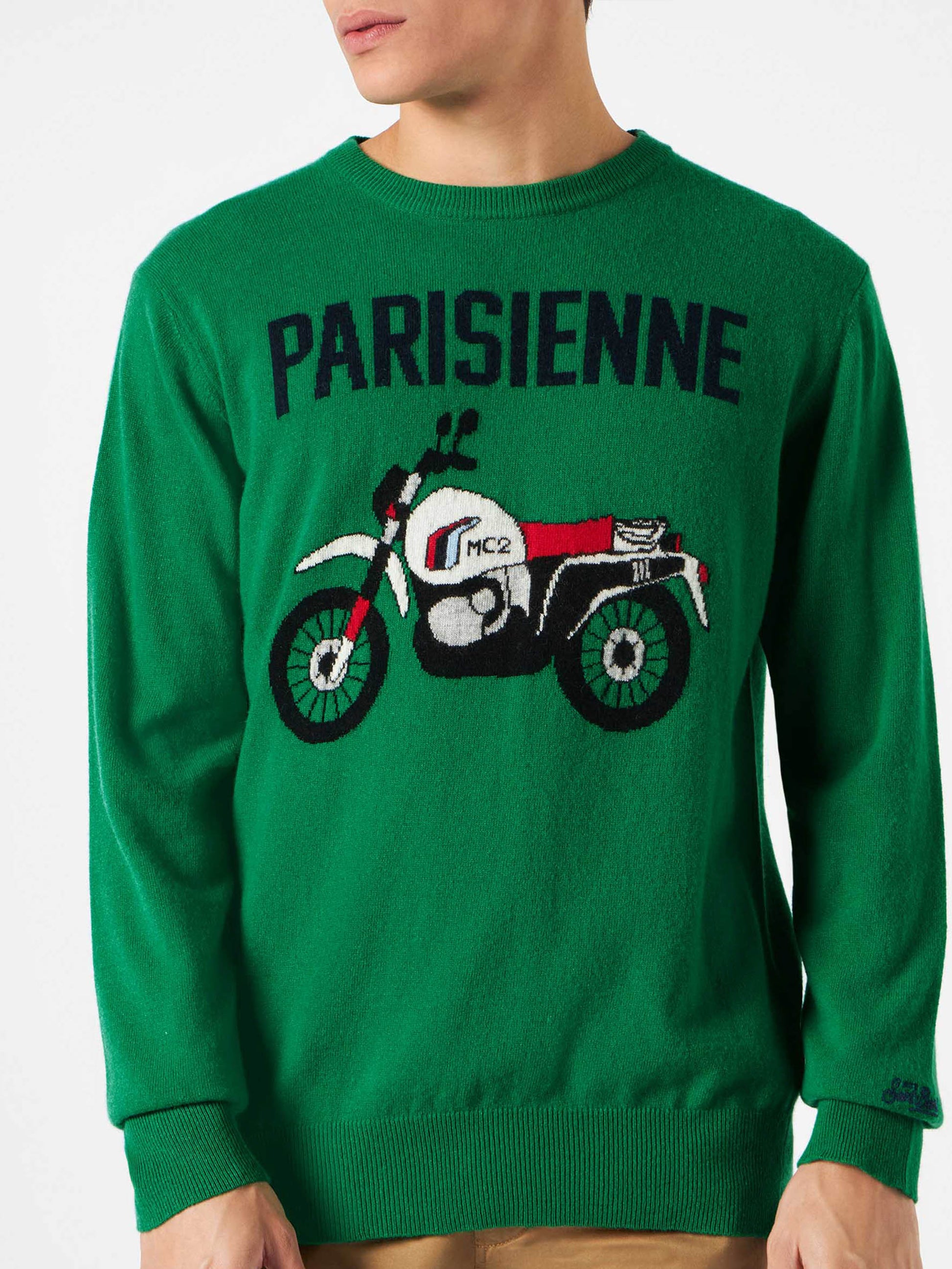 Man lightweight sweater with motorbike jacquard - MC2 Saint Barth
