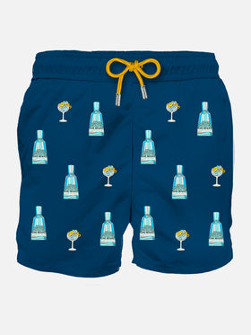 Man blue classic swim shorts with Gin Mare embroidery | GIN MARE SPECIAL EDITION - MC2 Saint Barth