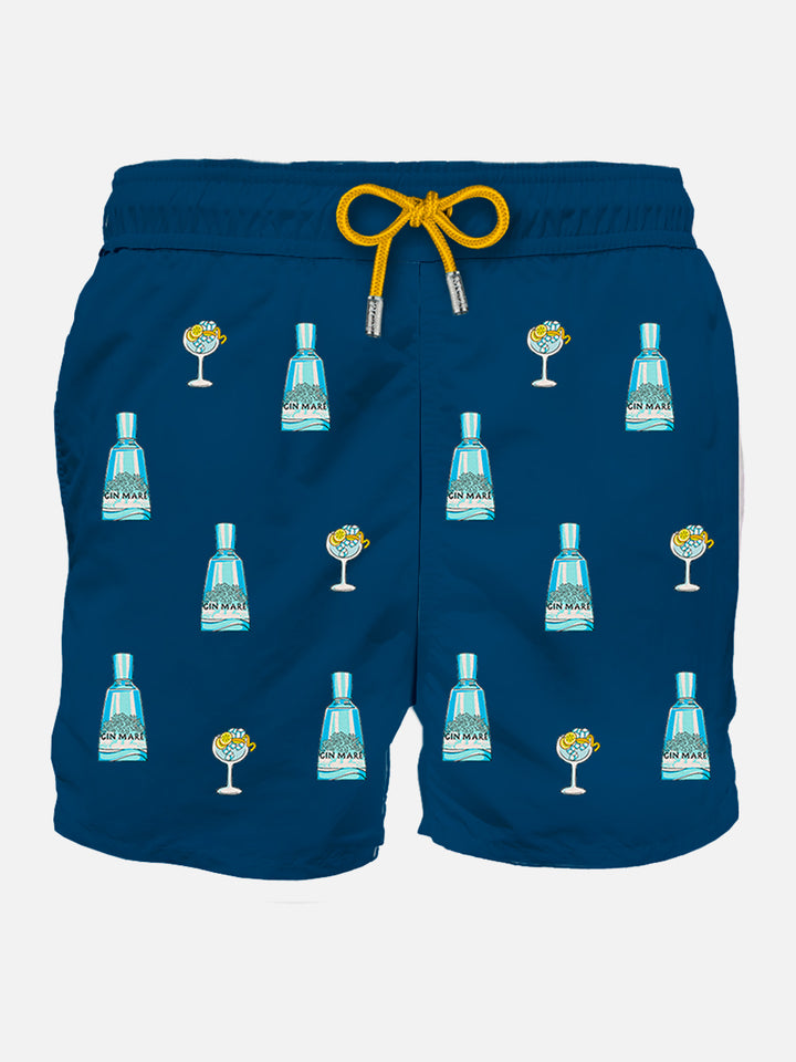 Man blue classic swim shorts with Gin Mare embroidery | GIN MARE SPECIAL EDITION - MC2 Saint Barth