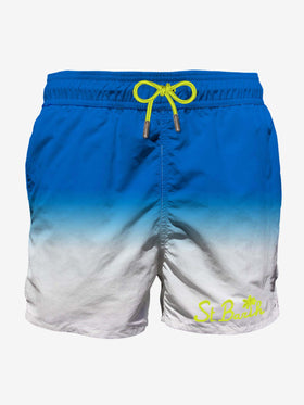 White and blue shades mid-length swim shorts - MC2 Saint Barth
