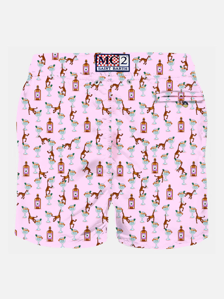 Man light fabric swim shorts with gin and monkey print - MC2 Saint Barth