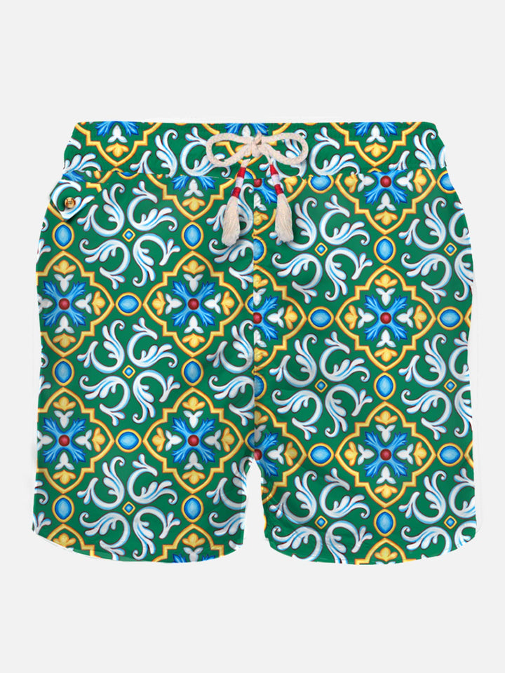 Man light fabric swim shorts with majolica print - MC2 Saint Barth