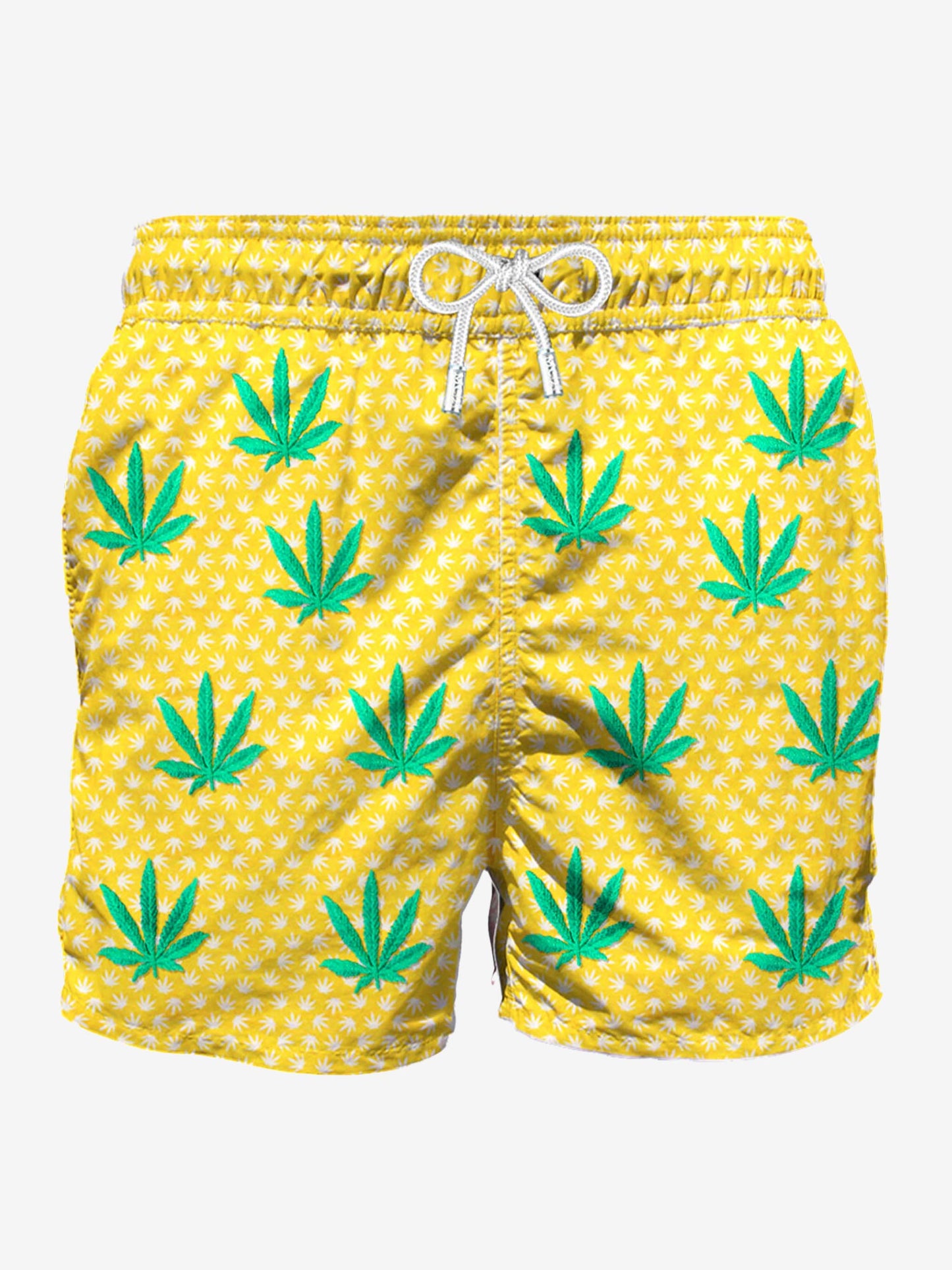 Embroidered leaves mid-length swim short - MC2 Saint Barth