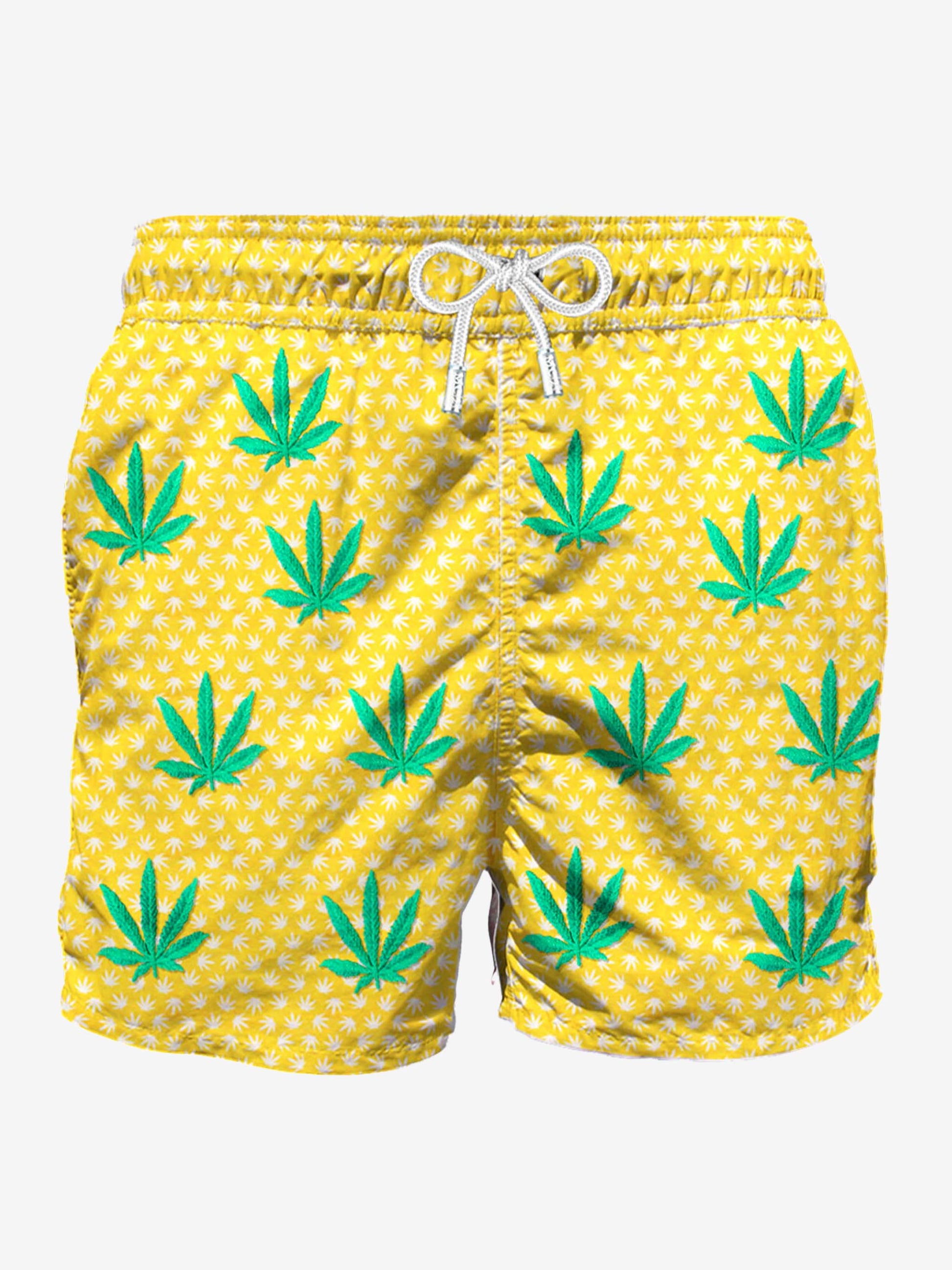 Embroidered leaves mid-length swim short - MC2 Saint Barth