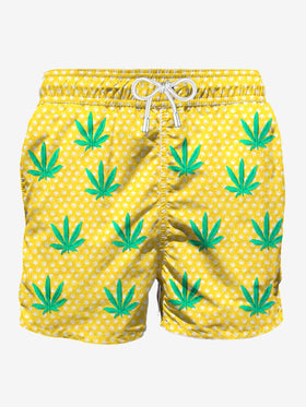 Embroidered leaves mid-length swim short - MC2 Saint Barth