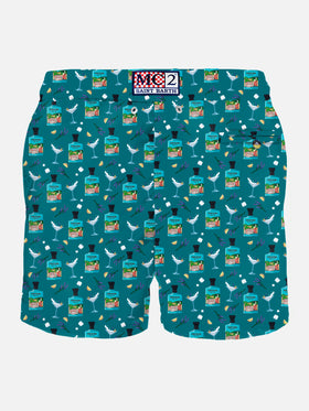 Man light fabric swim shorts with Portofino gin print | PORTOFINO DRY GIN SPECIAL EDITION
