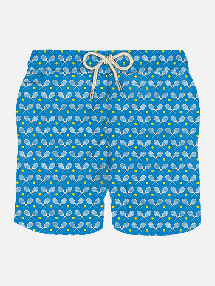 Man light fabric swim shorts with rackets print - MC2 Saint Barth