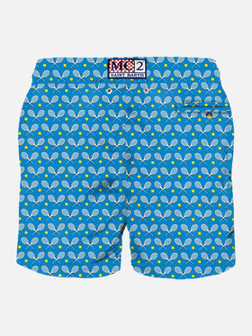 Man light fabric swim shorts with rackets print - MC2 Saint Barth