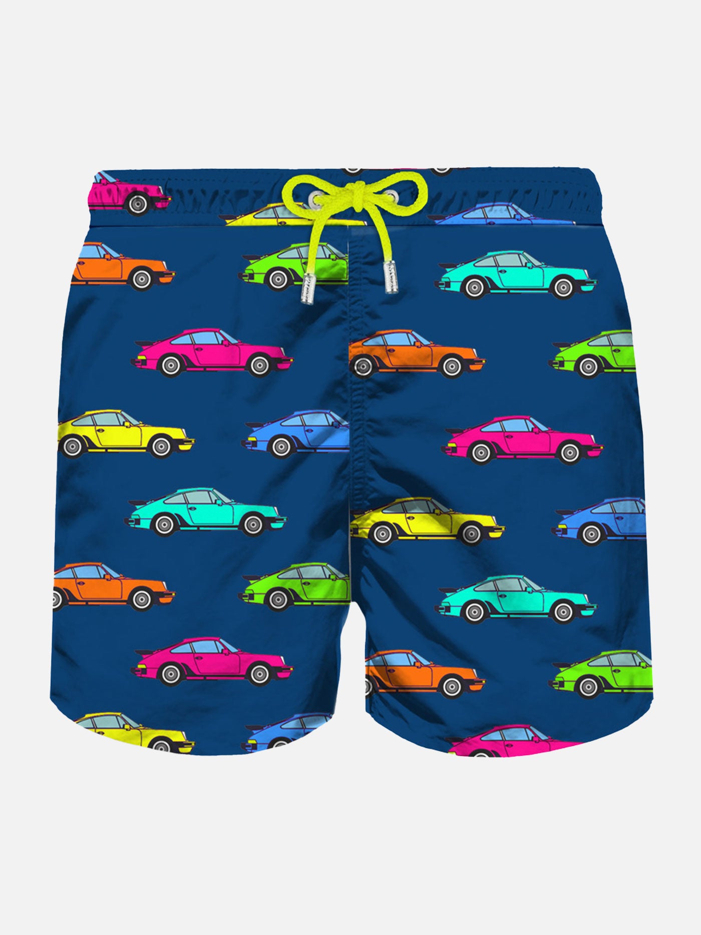 Man light fabric swim shorts with cars print