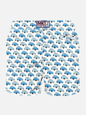 Man light fabric swim shorts with Fiat 500 car print | FIAT© 500 Special Edition - MC2 Saint Barth