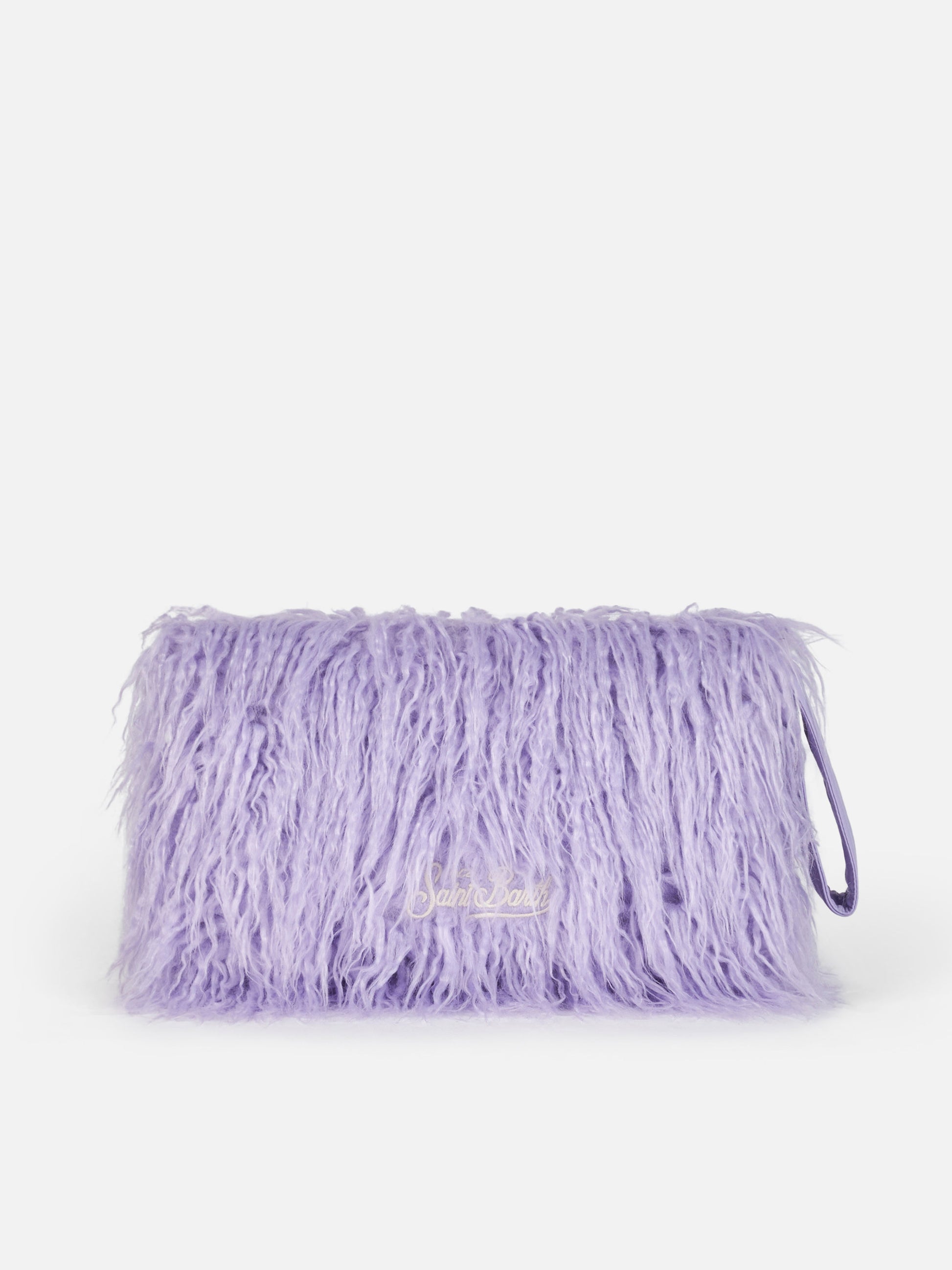Lilac furry Mildred pochette with Saint Barth embroidery - MC2 Saint Barth