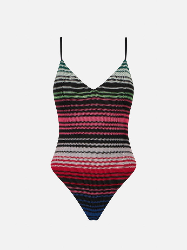 Woman one piece swimsuit with stripes - MC2 Saint Barth