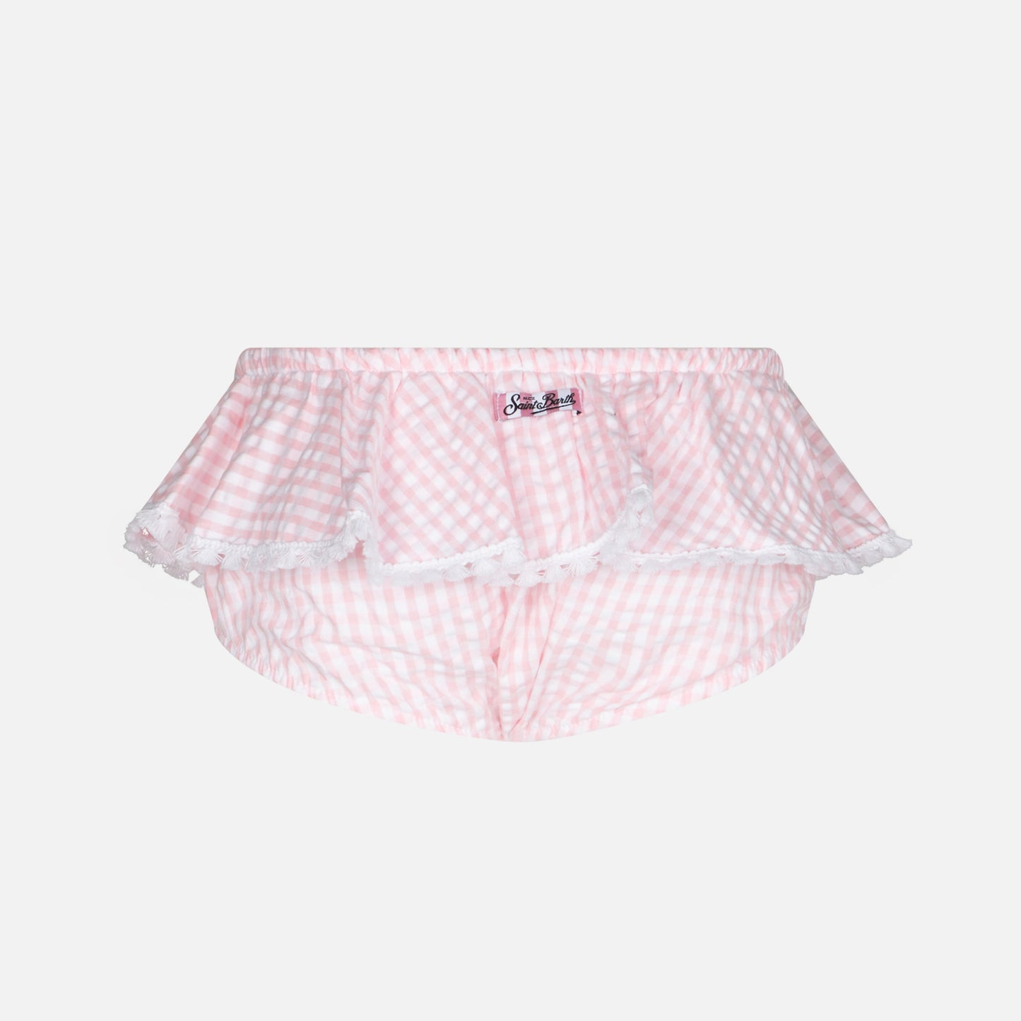 Enfant vichy print ruffled swim briefs with bows - MC2 Saint Barth