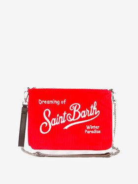 Parisienne red corduroy cross-body pouch bag - MC2 Saint Barth