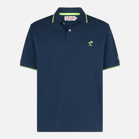 Blue piquet polo with St. Barth logo and contrasts - MC2 Saint Barth