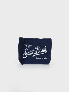 Aline marineblaue Pochette aus geprägtem Frottee