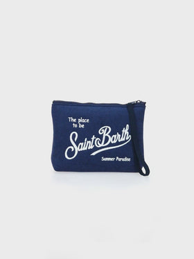 Aline marineblaue geprägte Frottee-Pochette | SAPORE DI MARE SONDERAUSGABE