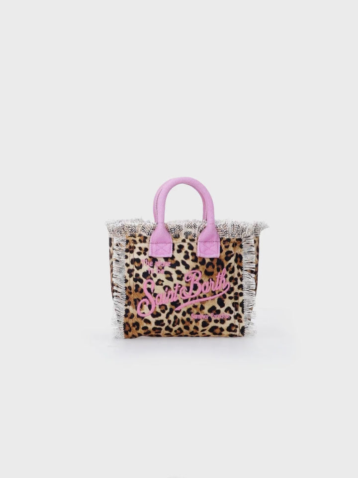 Borsa Mini Vanity in tela di cotone animalier