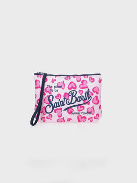 Aline Pochette aus Scuba mit Herz-Animalprint