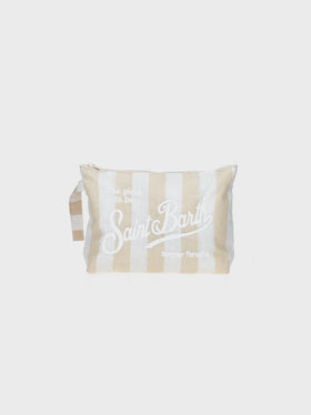 Aline Soft L cotton linen pochette with striped print