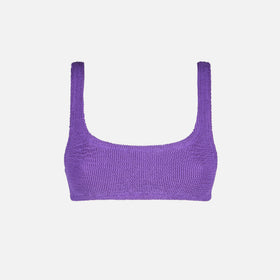 Damen Crinkle-Bralette-Badeanzug in Lila 