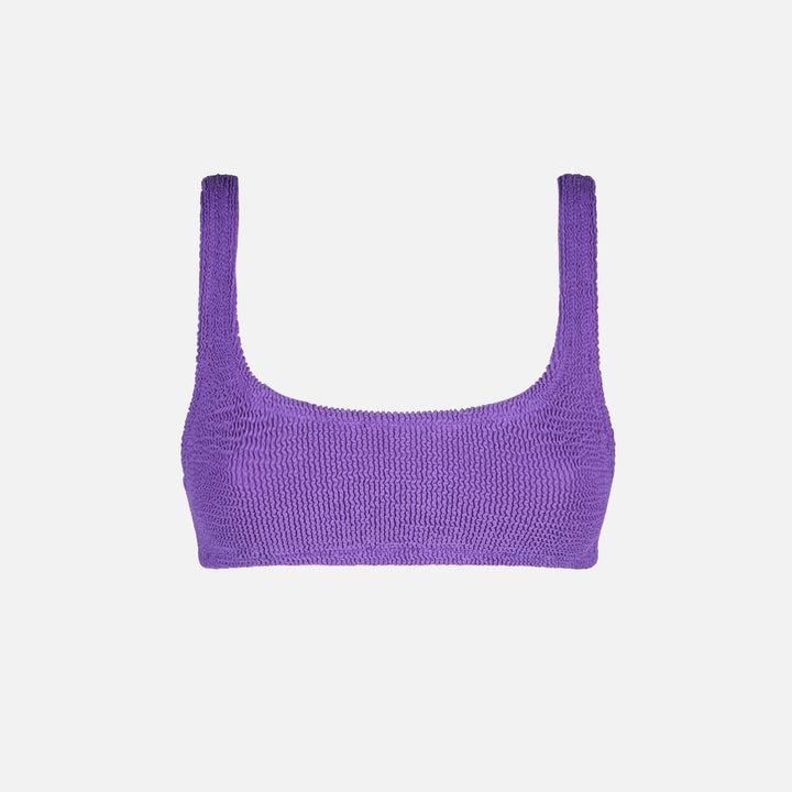 Maillot de bain femme brassière en tissu crinkle violet 