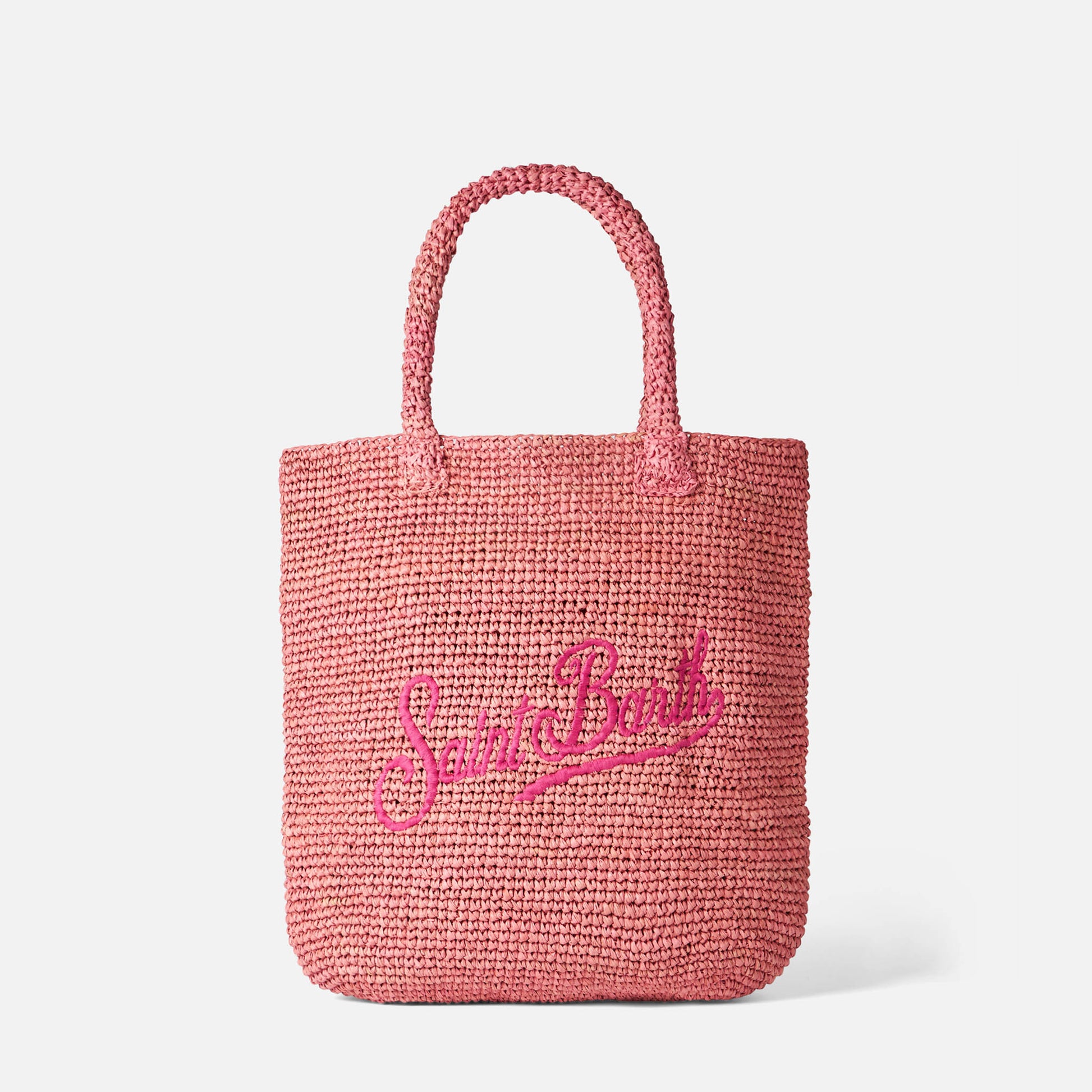 Raffia bucket pink bag with embroidery - MC2 Saint Barth