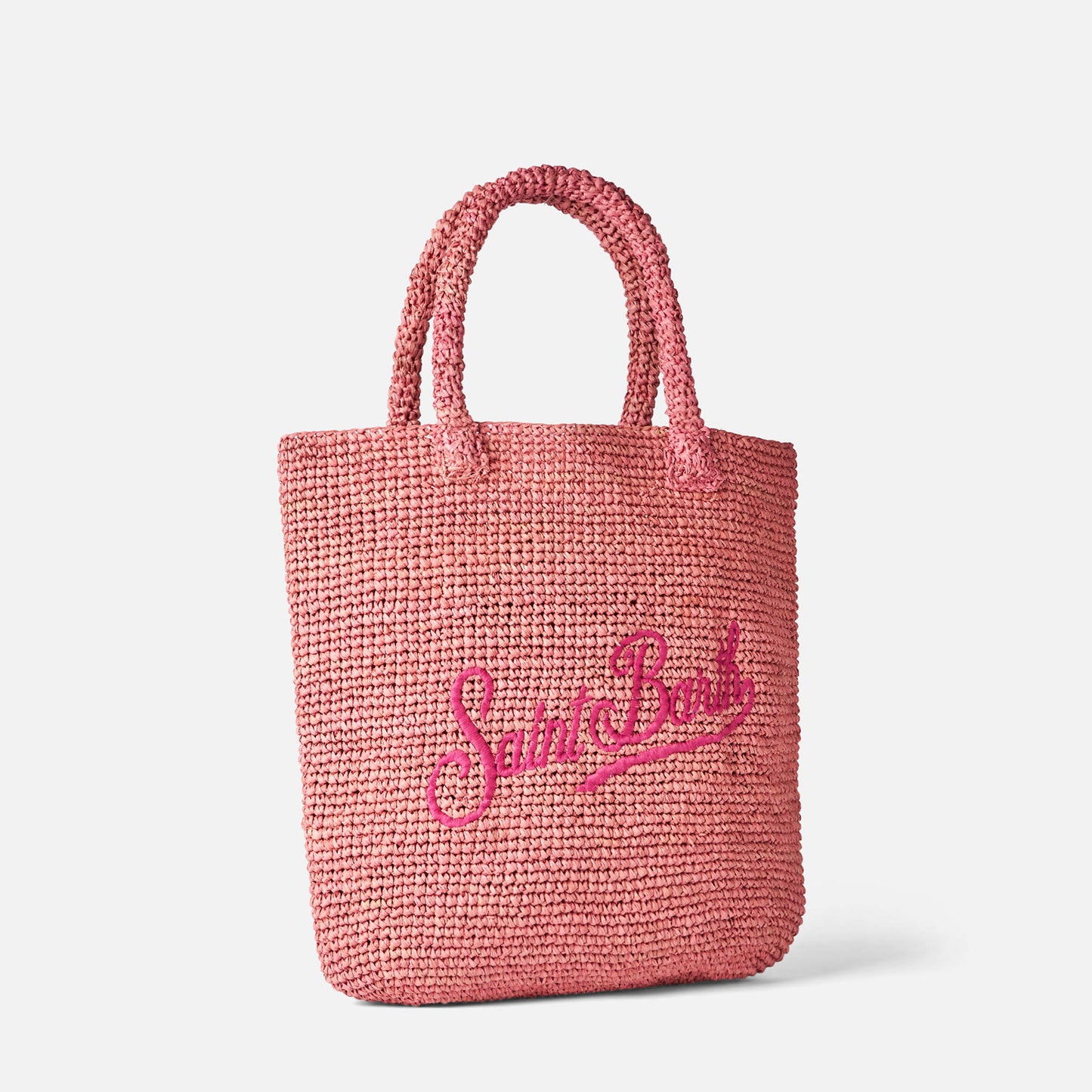Raffia bucket pink bag with embroidery - MC2 Saint Barth