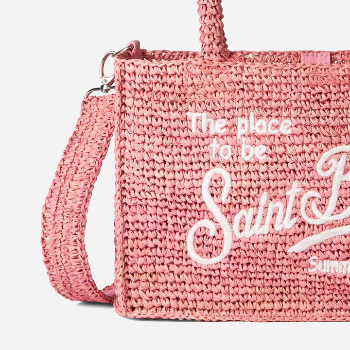 Colette pink raffia handbag with Saint Barth embroidery - MC2 Saint Barth
