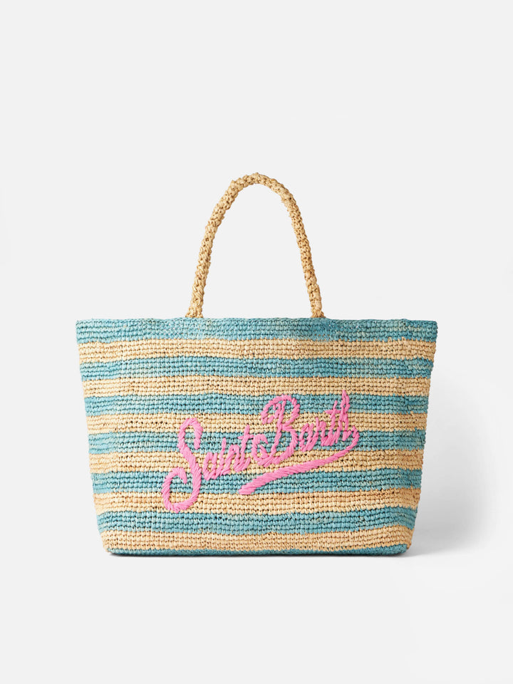 Borsa Ferdie in rafia con ricamo Saint Barth 