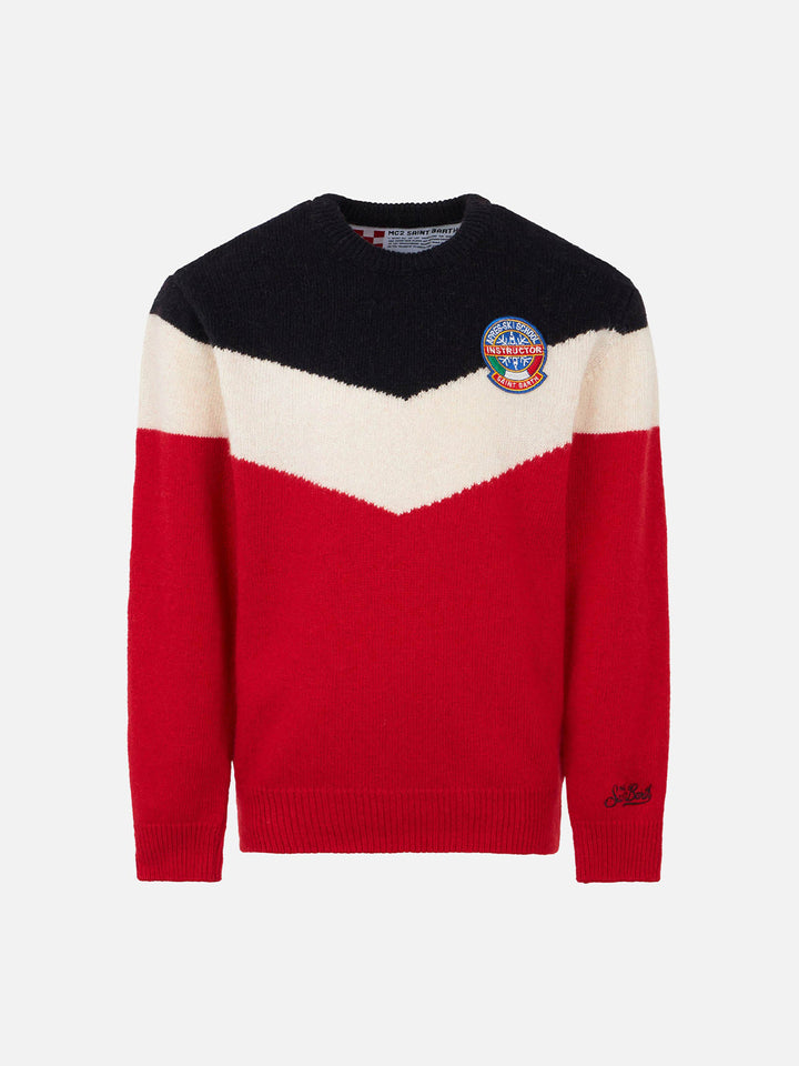 Red and blue boy sweater with patch - MC2 Saint Barth