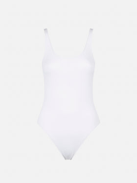 White ribbed one piece swimsuit - MC2 Saint Barth