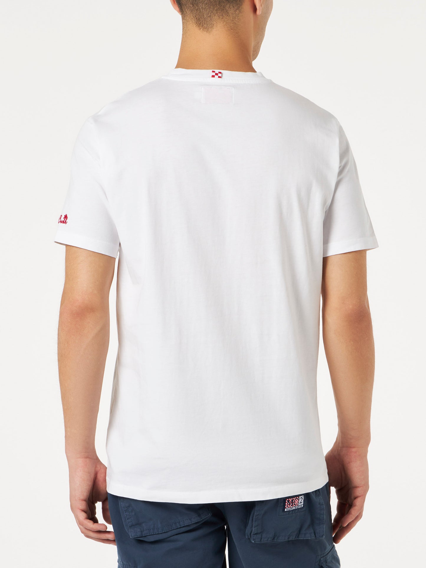 Herren-T-Shirt mit St. Barth Habituè-Stickerei