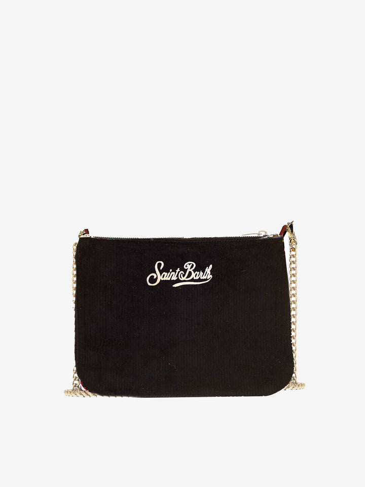 Parisienne velvet cross-body pouch bag with All I want for Christmas is Saint Barth embroidery - MC2 Saint Barth